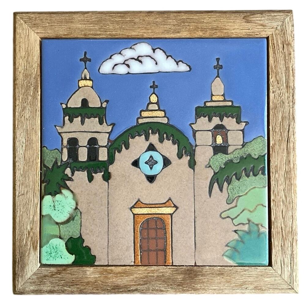 Vintage San Carlos Borromeo De Carmel Second California Mission Trivet Art Tile